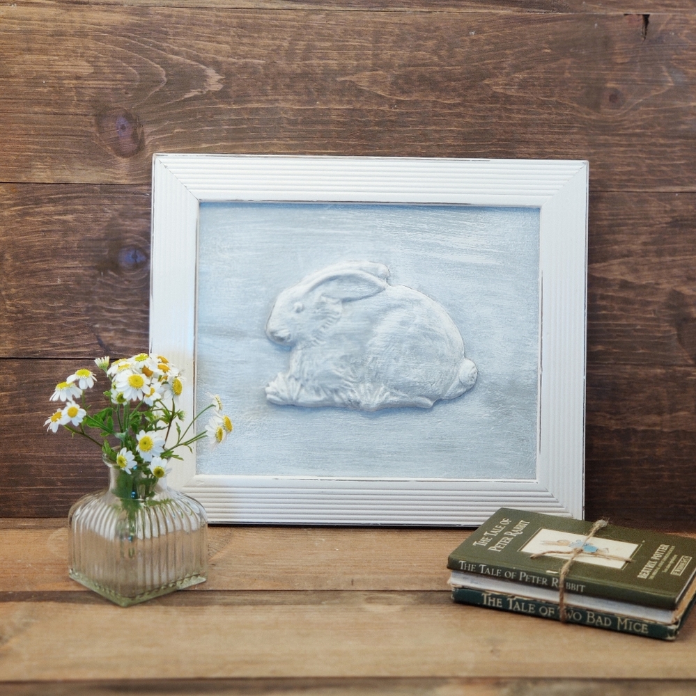 Refurbished Frame Dimensional Bunny in Grass